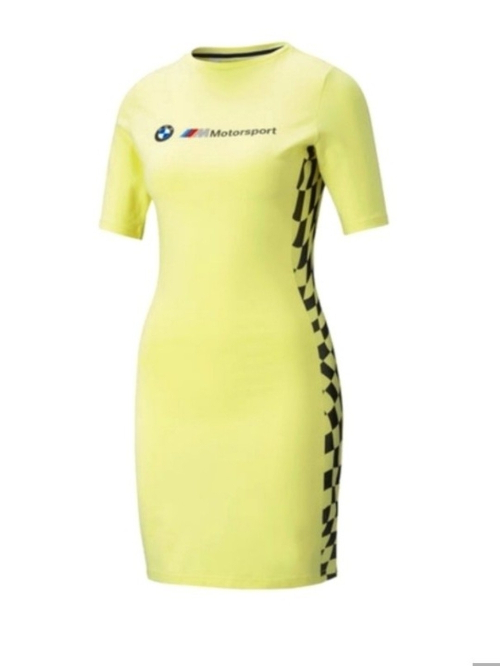 BMW Motorsport Yellow Checkered Sheath Dress